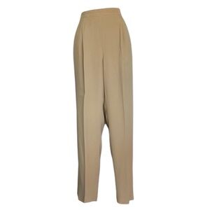 DANA BUCHMAN Trousers, Pleated, Elegant Tan Beige, Pockets, Back Zip. 12